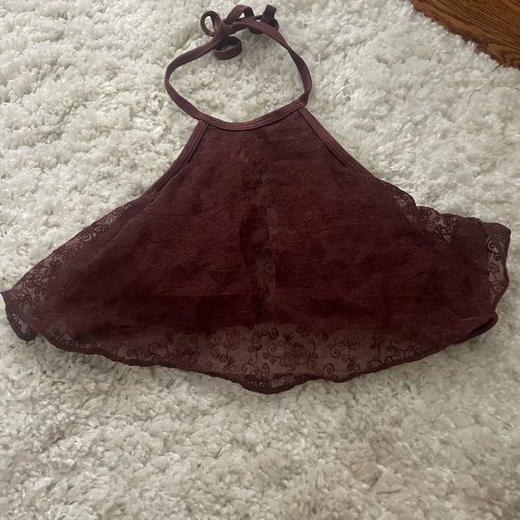 Ninety-Nine Degree Key-Hole Front Top with Lace Overlay - Picture 1 of 3